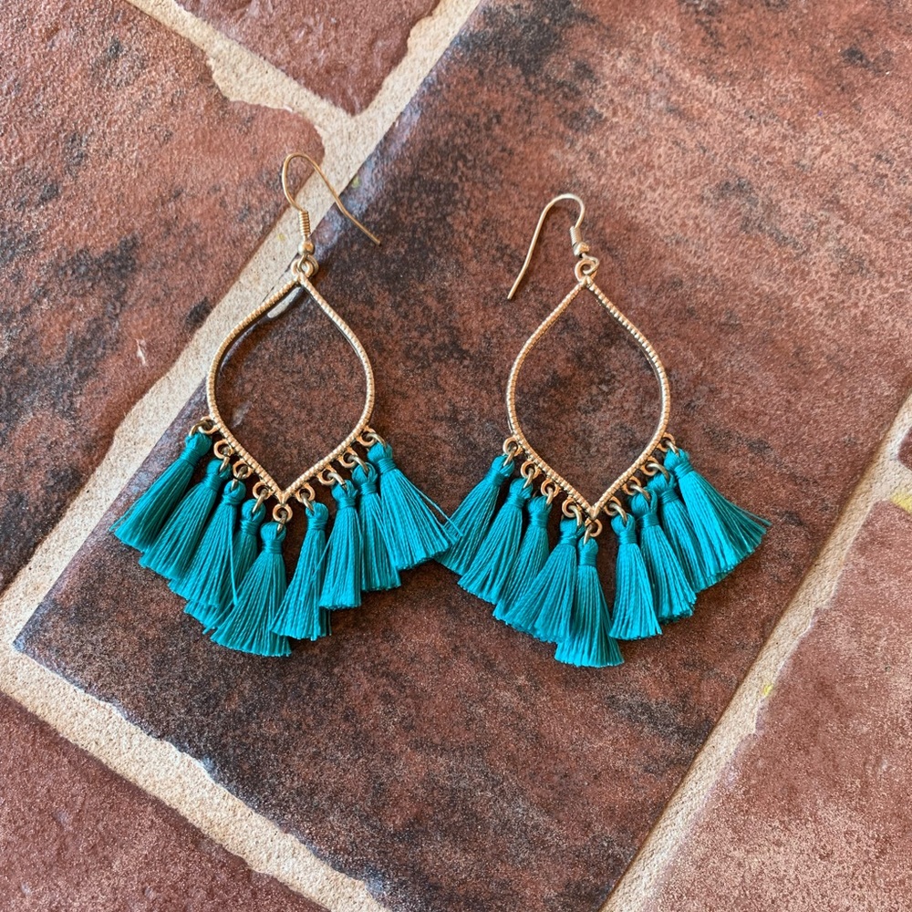 Blue Fringe Earrings